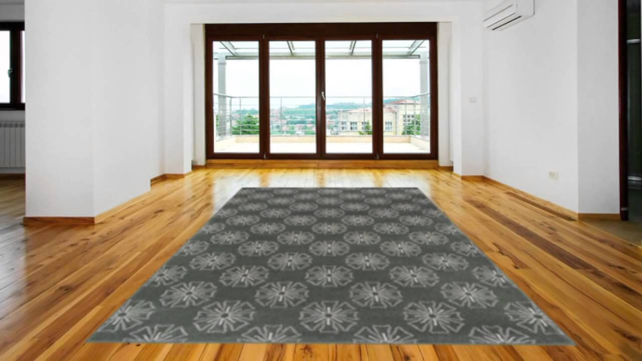 Transitional Grey Grey Polypropylene Geometric Floral Machine Woven Area Rug - POSH RUG