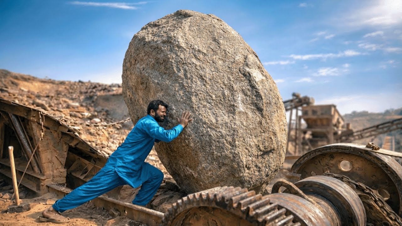 GIANT MACHINE CRUSHES ROCKS INTO DUST!