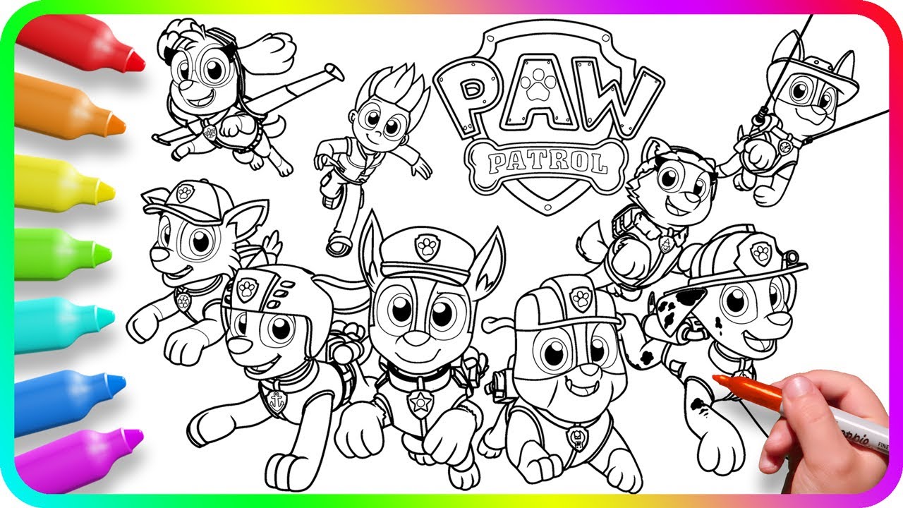 Coloring Pages PAW PATROL | How to color Paw Patrol. Easy Drawing Tutorial Art. Coloring book