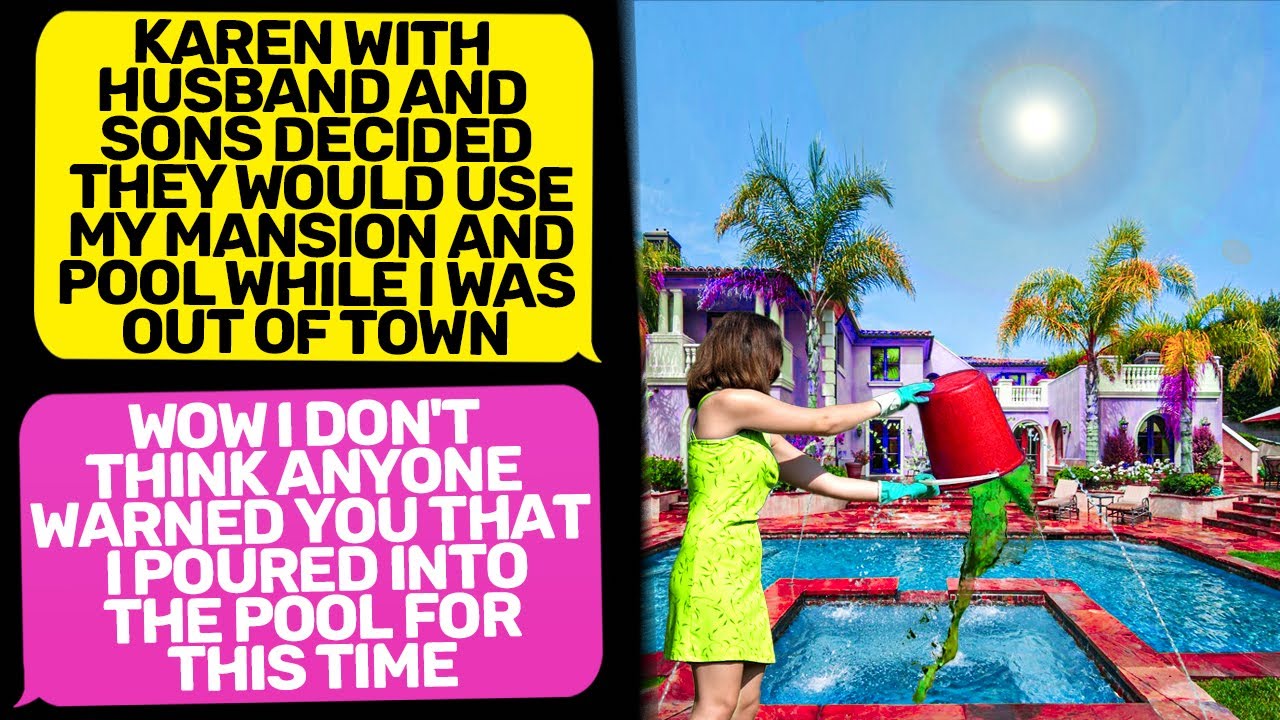 KAREN BREAKS INTO MY LAND AND USES MY POOL! Today you'll find out who is the owner r/EntitledPeople