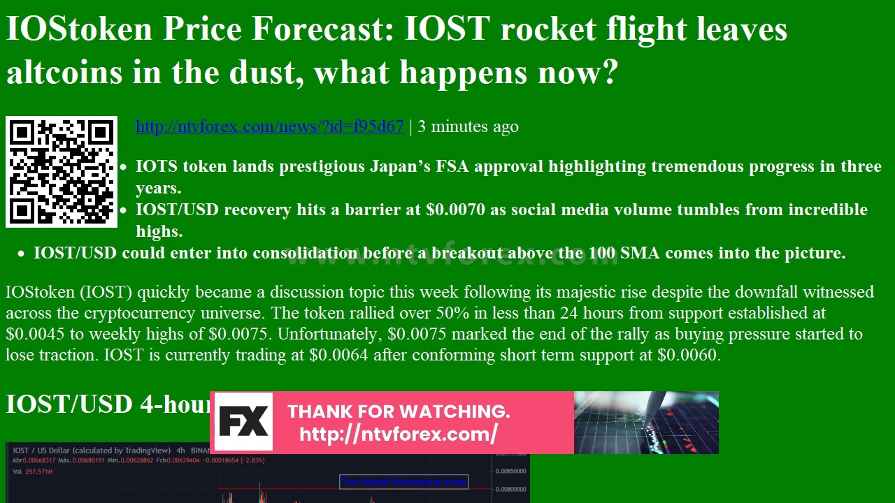 IOStoken Price Forecast: IOST rocket flight leaves altcoins in the dust, what happens now?