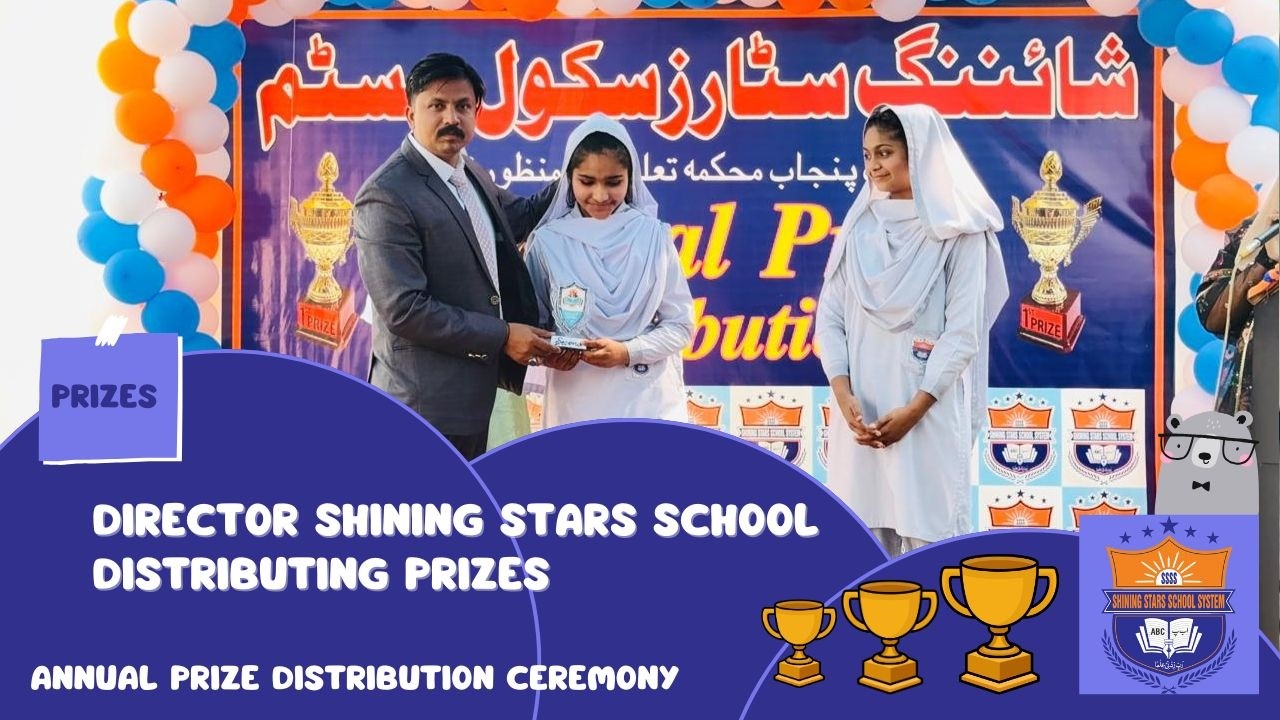 Director Shining Stars School Distributing Prizes to First 3 Positions