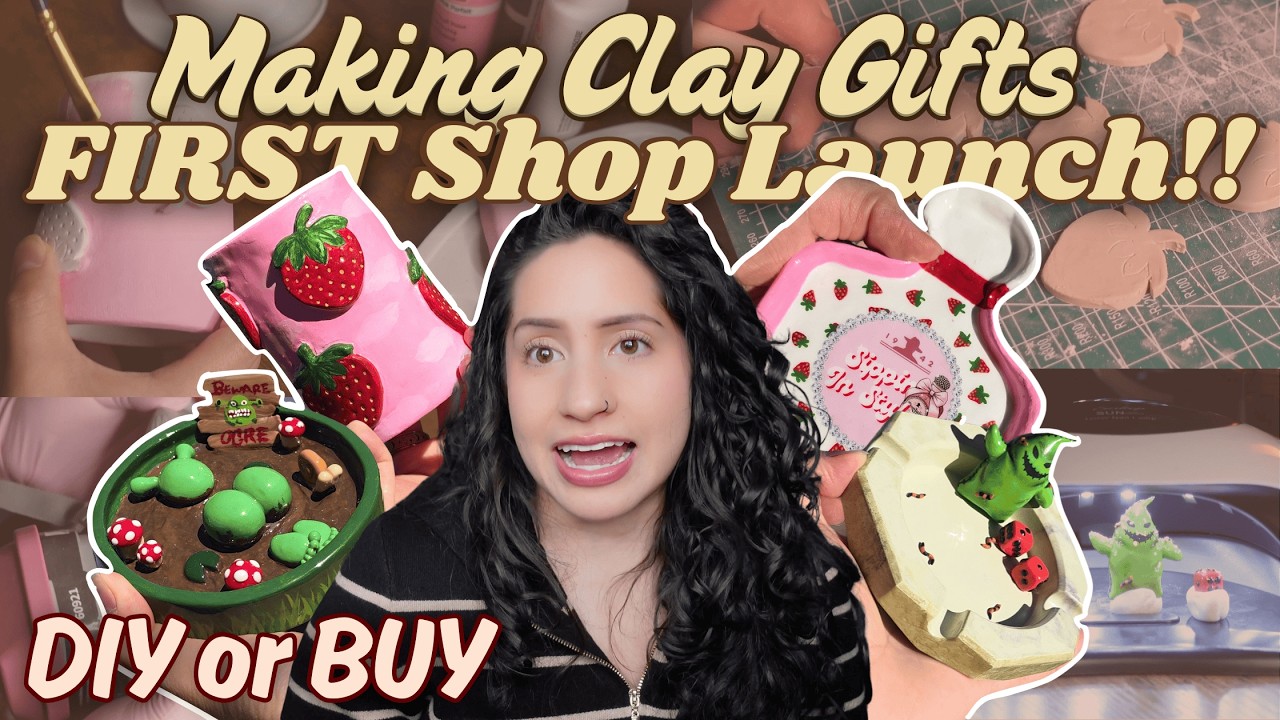 making clay trinket/ ashtrays and decor🍓✨🍄🌿 | will you DIY or BUY?