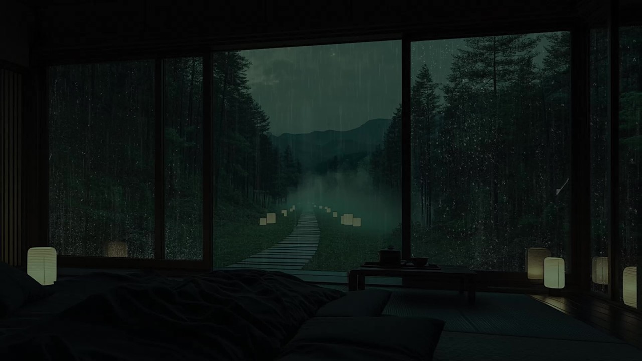 🌙 Rainy Night Escape in a Quiet Zen Room | Deep Sleep Rain Sounds & Peaceful Night Ambience
