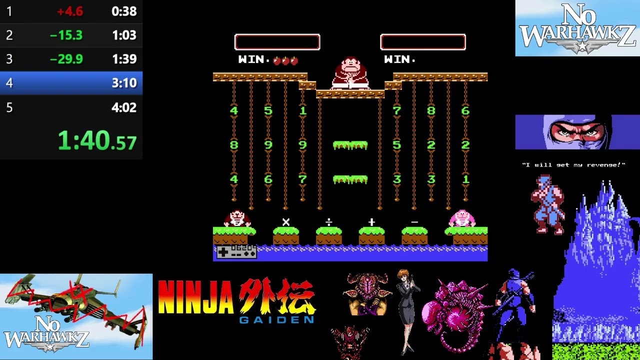 Donkey Kong Jr. Math (NES) Calculate B Spedrun in ~2:57.790