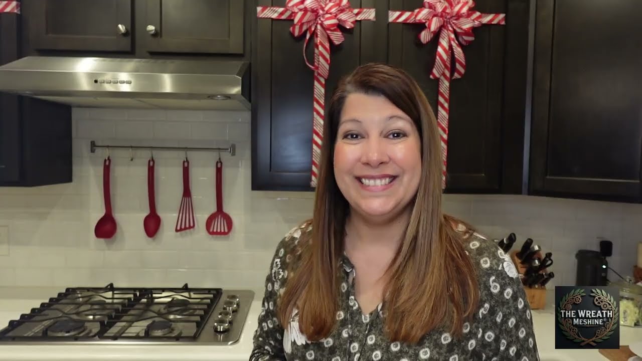 Cabinet Gift Bow Wrap Tutorial with Maria D from The Wreath Meshine