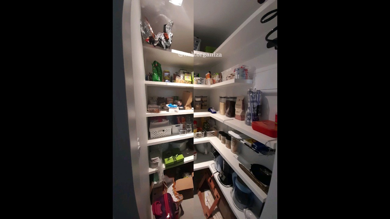 Antes e depois de organizar essa despensa linda! #organiza&ccedil;&atilde;o #casaorganizada #despensa