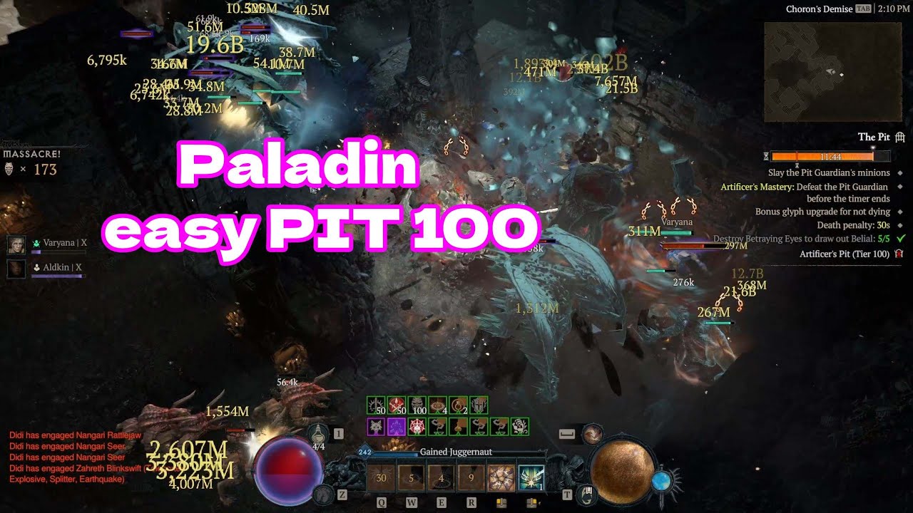 Paladin PIT 100, boring but top damage
