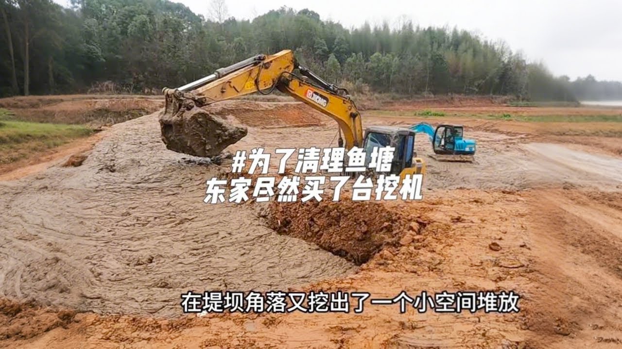花30000买二手挖机清鱼塘，没经验的东家请我帮忙，结局很圆满#挖鱼塘 #鱼塘清淤