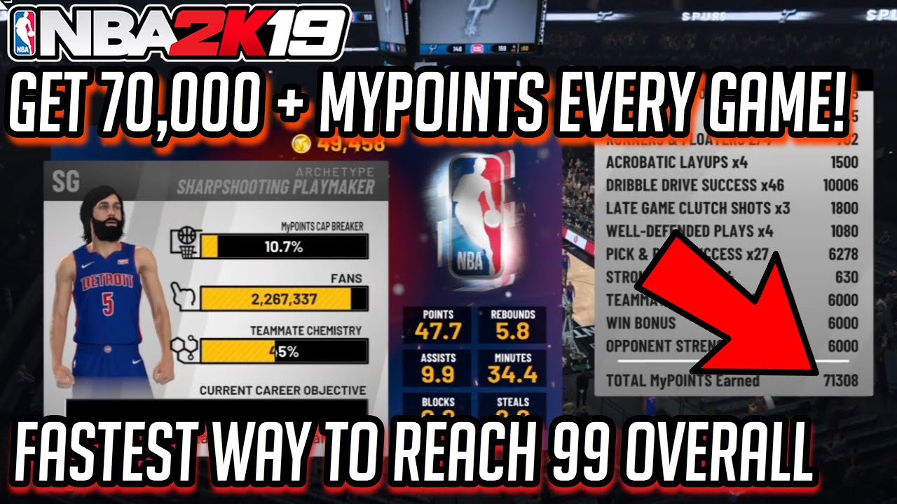 NBA 2K19 INSANE 70K PLUS MY POINTS EVERY GAME! REP UP FAST & GET 99 OVERALL!! (ALL ARCHETYPES)