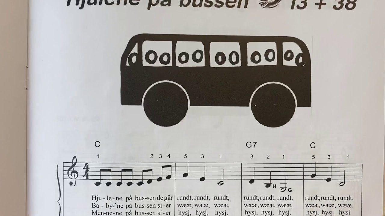Hjulene på bussen - lær på piano