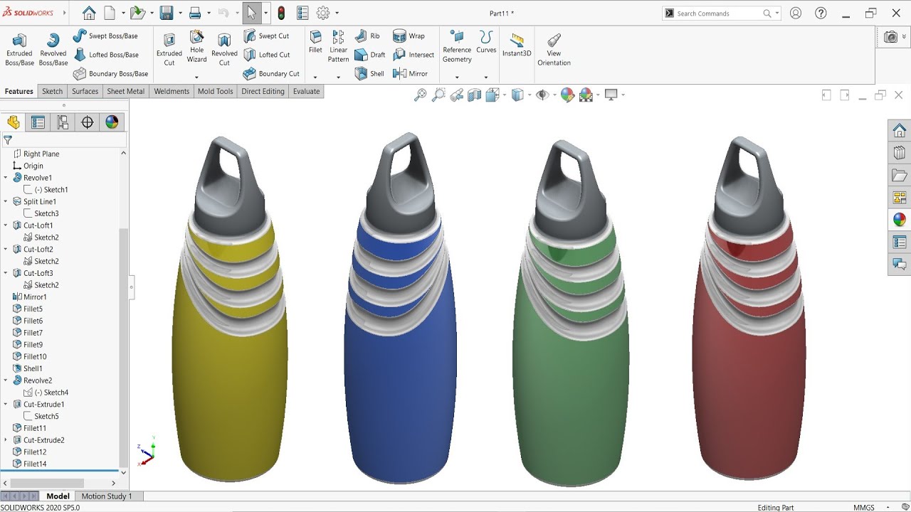 SolidWorks Advanced Modeling | Plastic Water Bottle Design