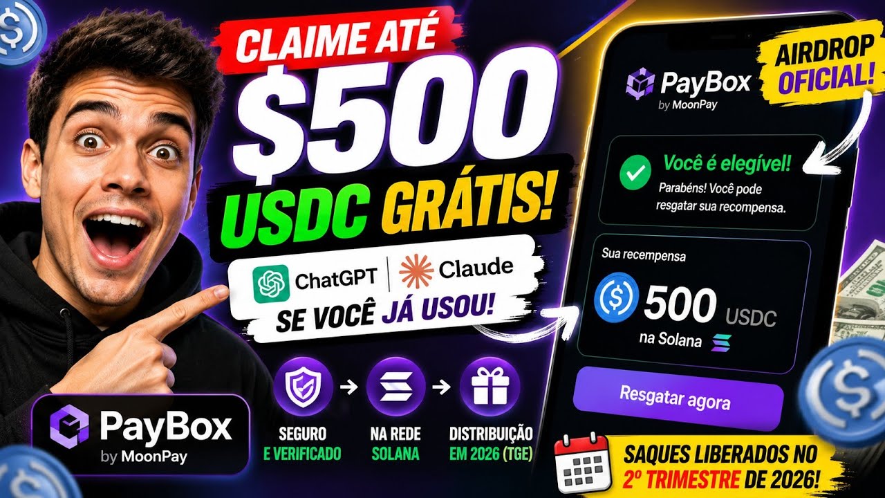 PayBox Airdrop | Veja Como Receber At&eacute; 500 USDC se voc&ecirc; j&aacute; usou ChatGPT ou Claude! | Moonpay Airdrop
