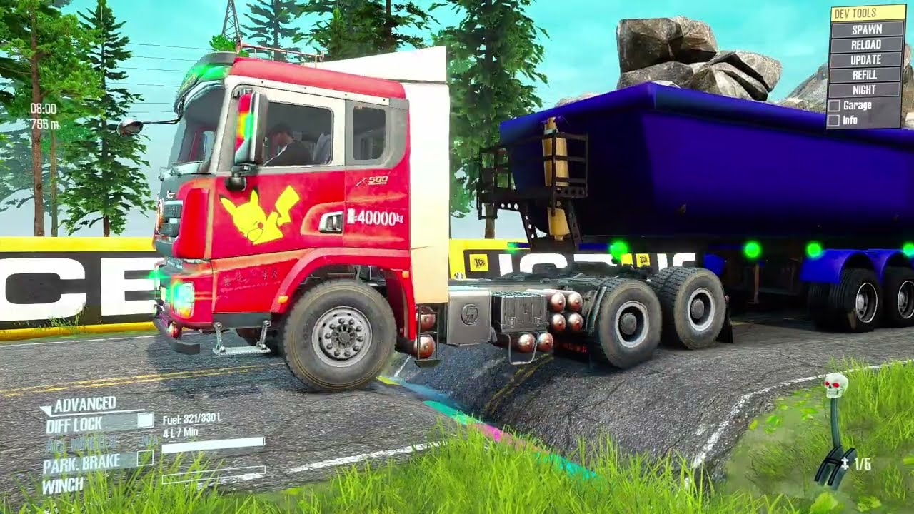 Spintires: Mudrunner | Dump Truck Loaded Trailer Mud Wrestling Match Day210