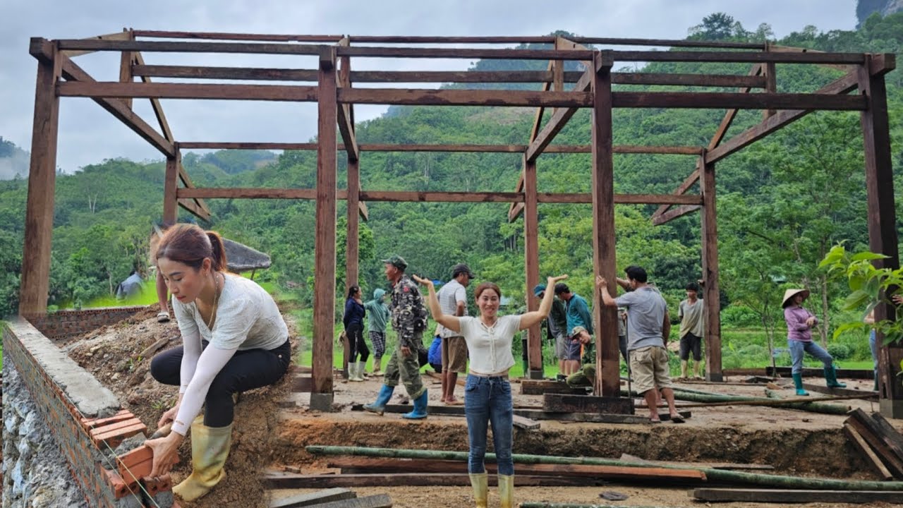 FULL VIDEO: how to build a wooden house, pour concrete foundation and walls