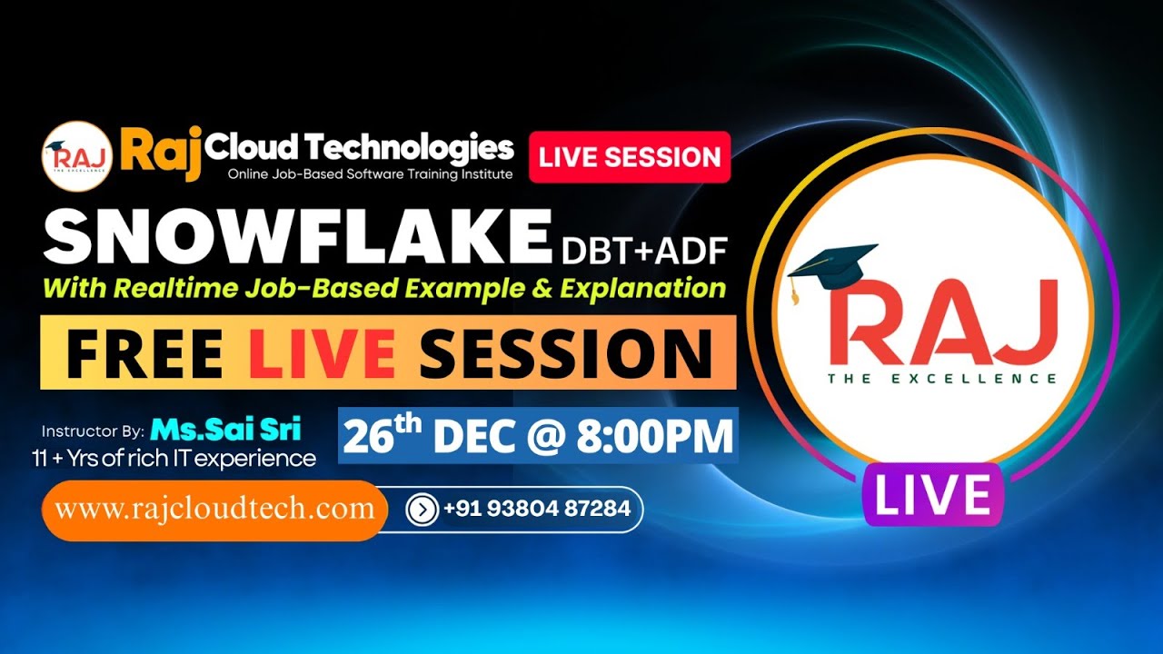 Snowflake+DBT+ADF+SQL  Online Demo Job-Based Training - SaiSri 11+ years of exp from RajCloudTech