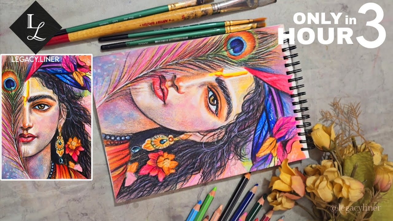 Krishna Drawing Tutorial✨❤️ #art #drawing #shortvideo #youtube #youtubevideo #krishna 