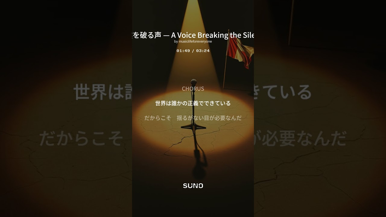 【8th Album 創作曲】沈黙を破る声 — A Voice Breaking the Silence(suno No.84) #創作曲 #歌詞動画 #music #国際協力師 #音史