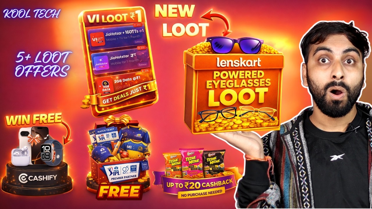 Lenskart Powered Eyeglasses Loot | Vi App Rs.1 Jiohotstar & Ott | Tata Aig Win IPL Merch | Bingo