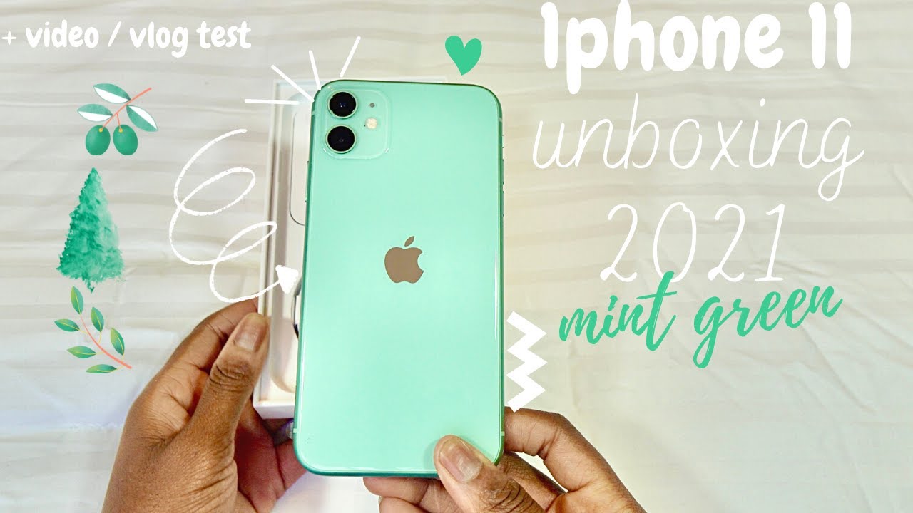 2021 iPhone 11 unboxing + accessories + set up 💚❇️camera / video test. green | aesthetic. vlog test