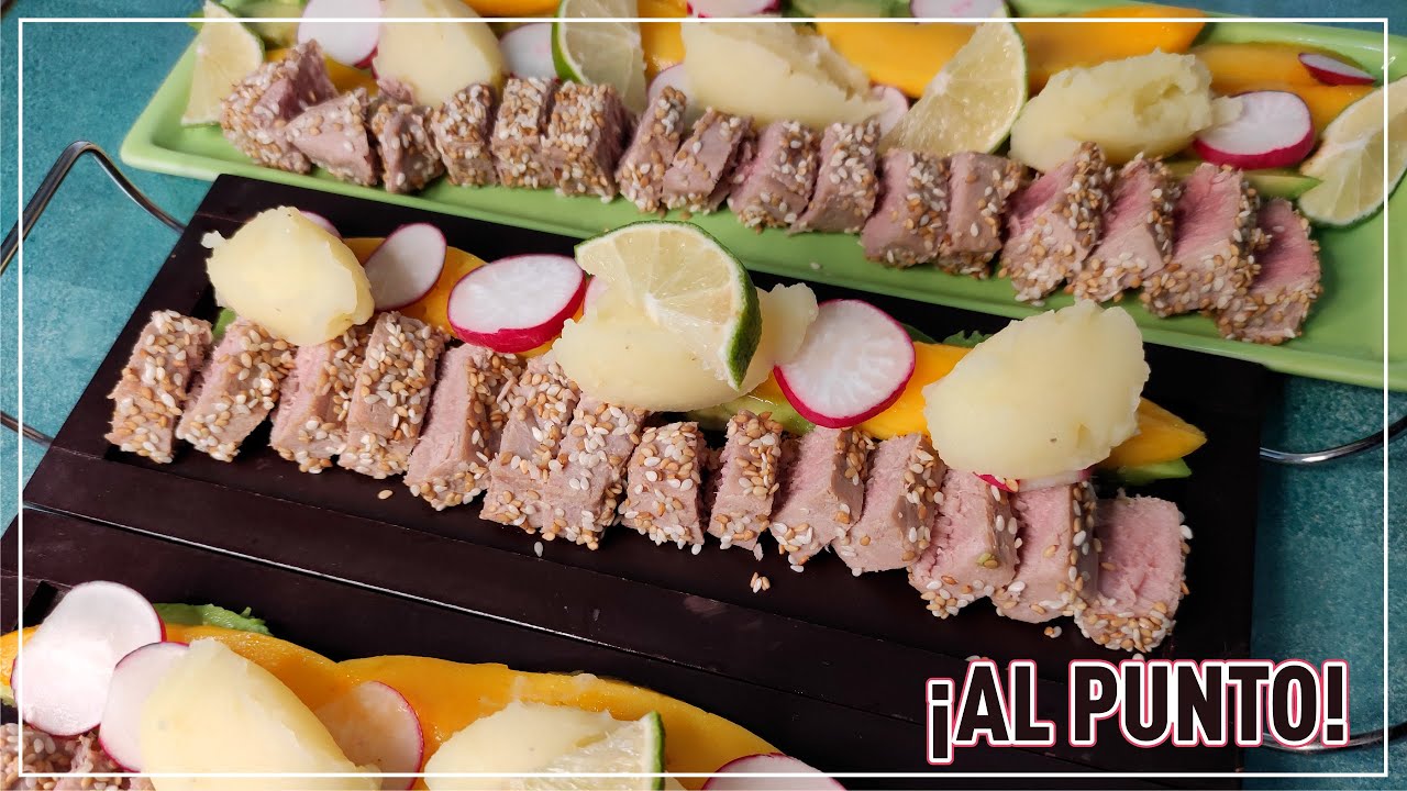 Tataki de atún AL PUNTO con Aguacate y puré de patatas 👌🏽| FÁCIL, RÁPIDO Y EXQUISITO 😍