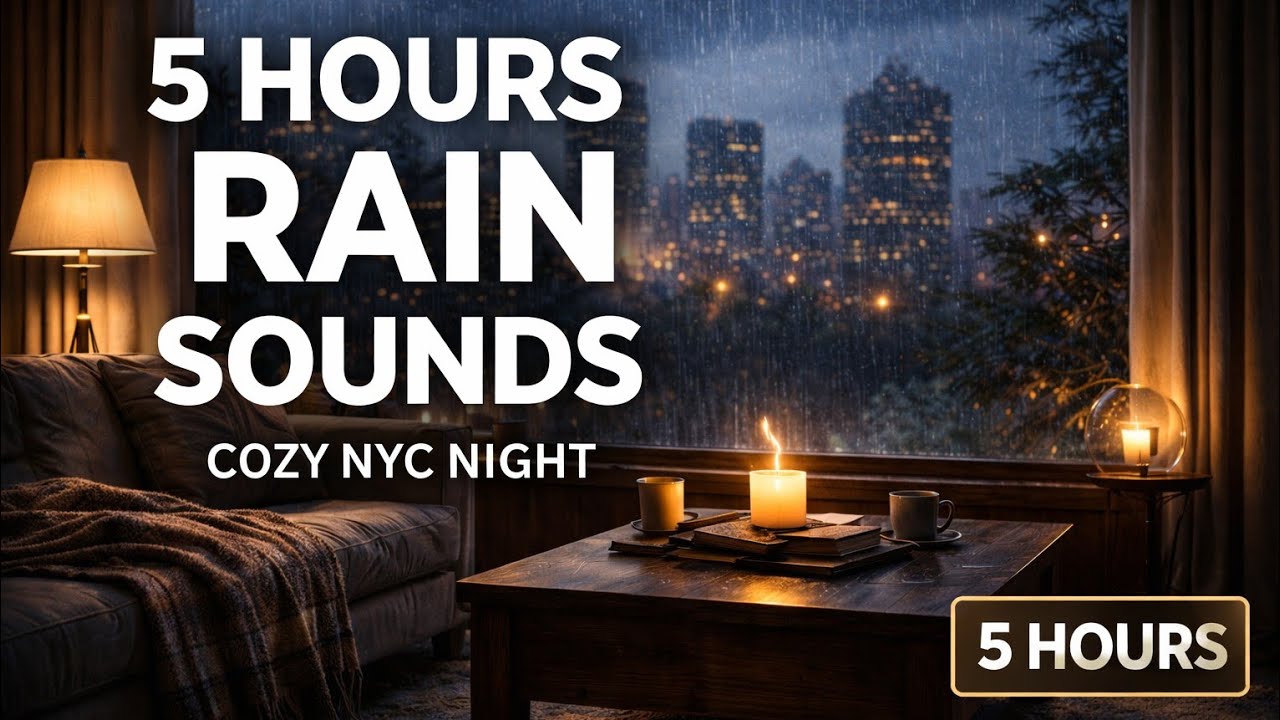 5 Hours Rainy Night in New York City 🌧️ Cozy Apartment Rain Sounds for Deep Sleep & Relaxation