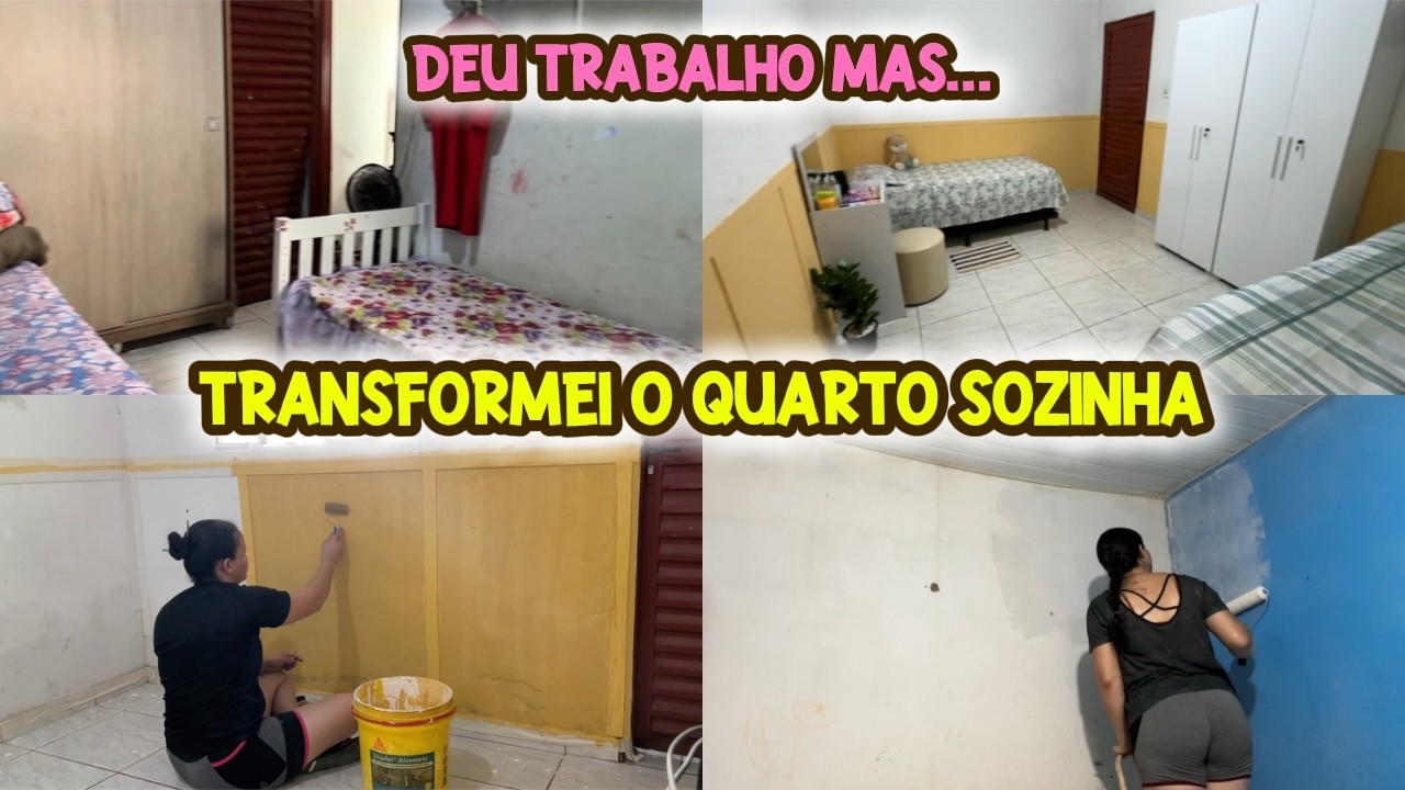 ✨ Transformei o quarto gastando quase nada! Papel de parede líquido + pintura direto no reboco 😱