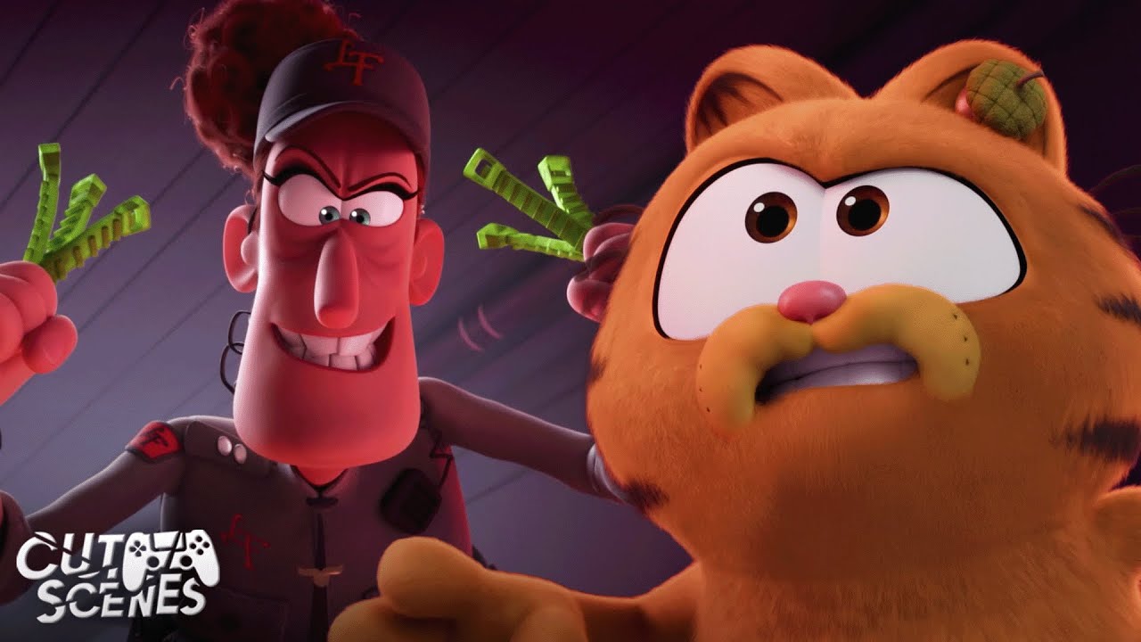 Garfield Fights Security Guards | Garfield (Chris Pratt, Harvey Guillén, Samuel L. Jackson)