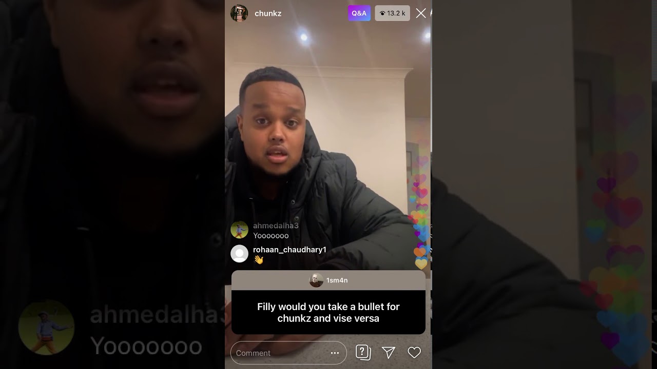Chunkz goes Instagram Live - Will chunkz take a bullet for filly ?
