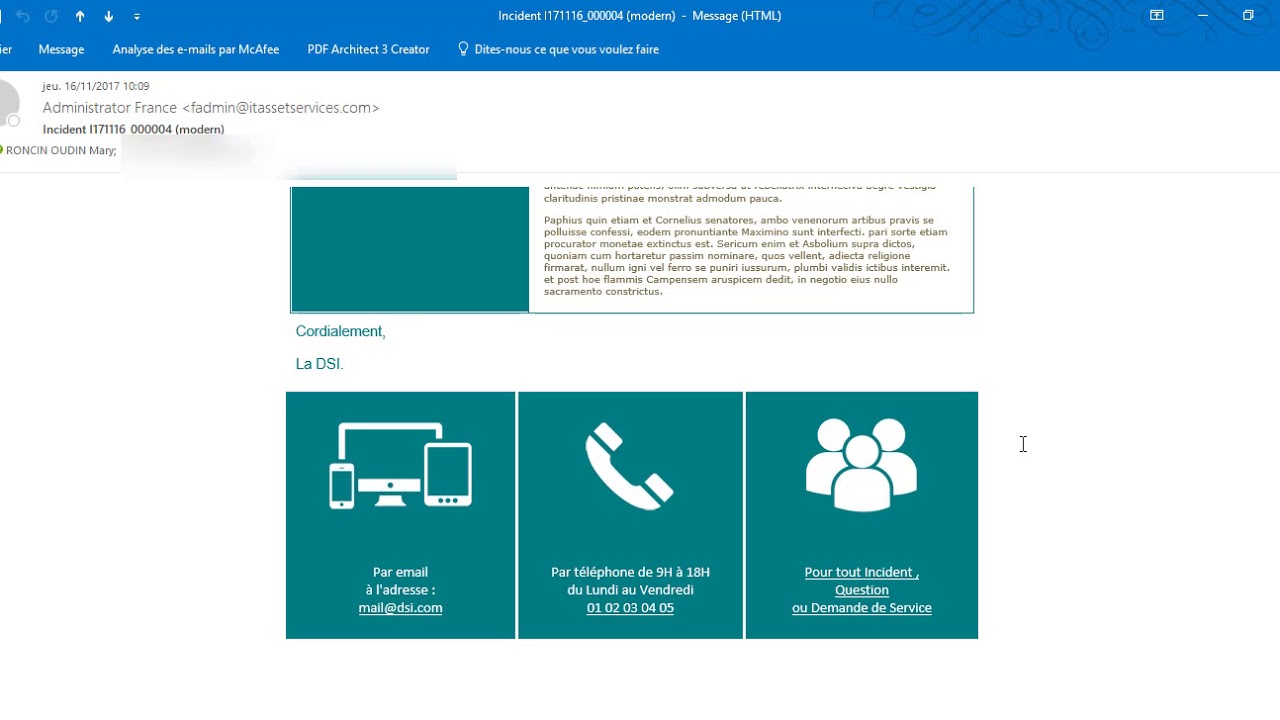 EVSM - Utilisation des composants mail