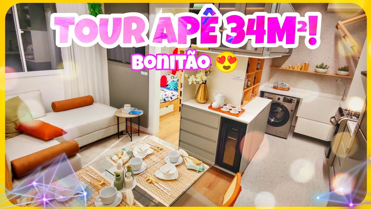 TOUR PELO APÊ 34m² 🤩/ TOUR APARTAMENTO MODELO / apartamento modelo decorado / Cury Jaguaré / ideias😍