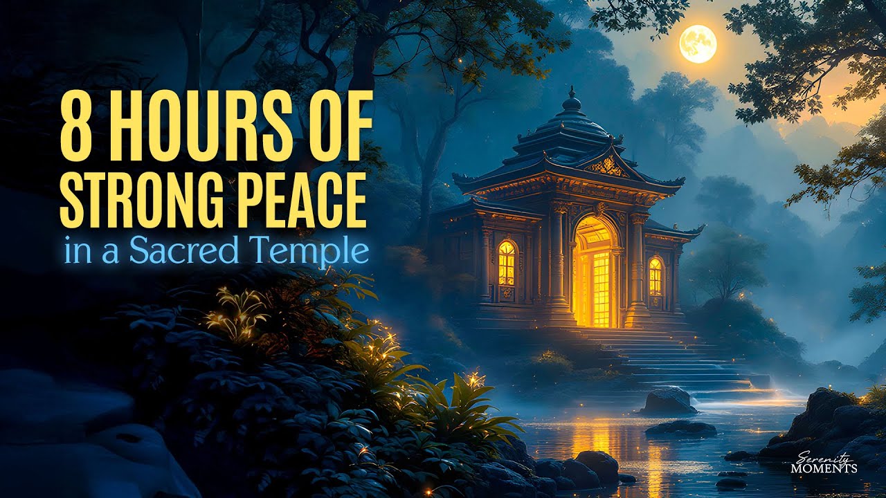 Sleep 8 Hours in a Sacred Temple | 528Hz-Inspired Healing Pad + Water + Night Sounds