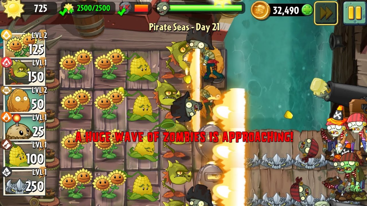 Plants vs Zombies 2 | Pirate Seas Day 21 Gameplay 🏴‍☠️🌊 (Full Level)
