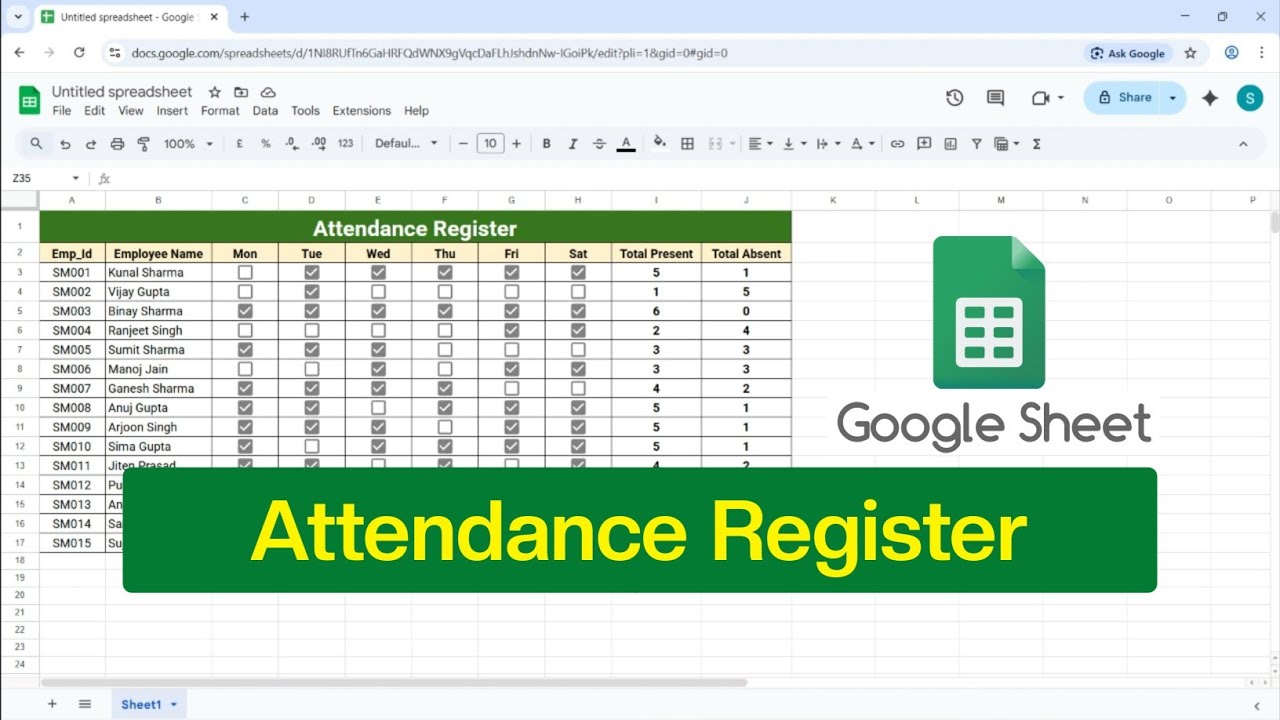 How to Create Automated Attendance Sheet in Google Sheets