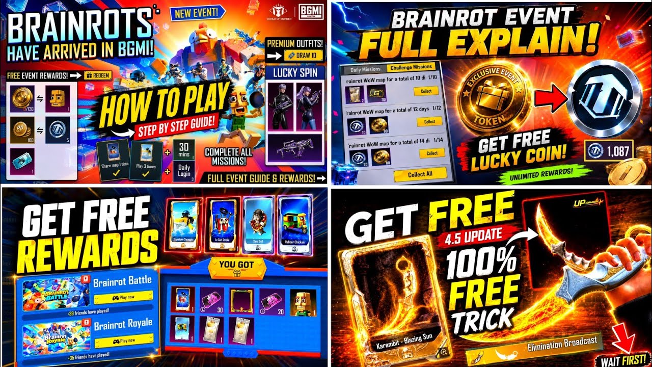 HOW TO PLAY BRAINROT IN BGMI | BRAINROT FULL EXPLAIN | GET FREE LUCKY COIN | BRAINROT TRICK IN BGMI