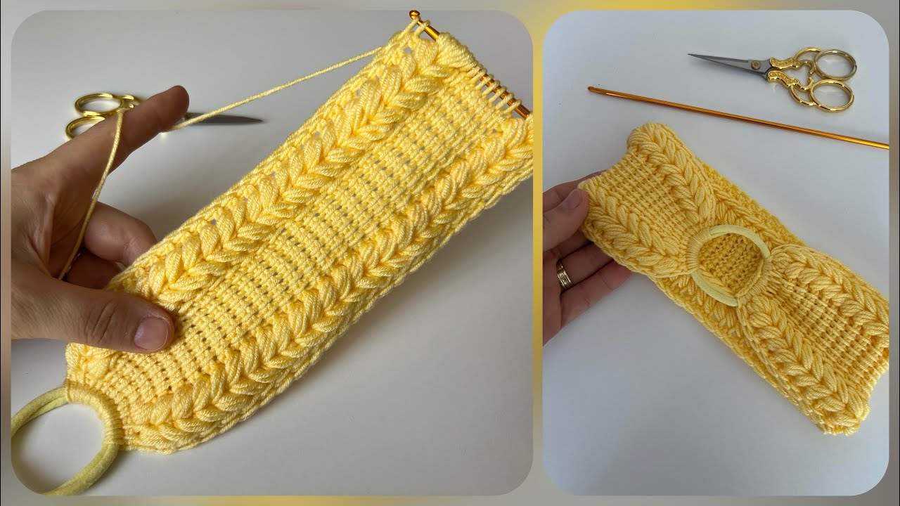 Çok Kolay Tunus işi Örgü Saç Bandı Yapımı / Bandana Örgü Modelleri / Tunisian Crochet Headband