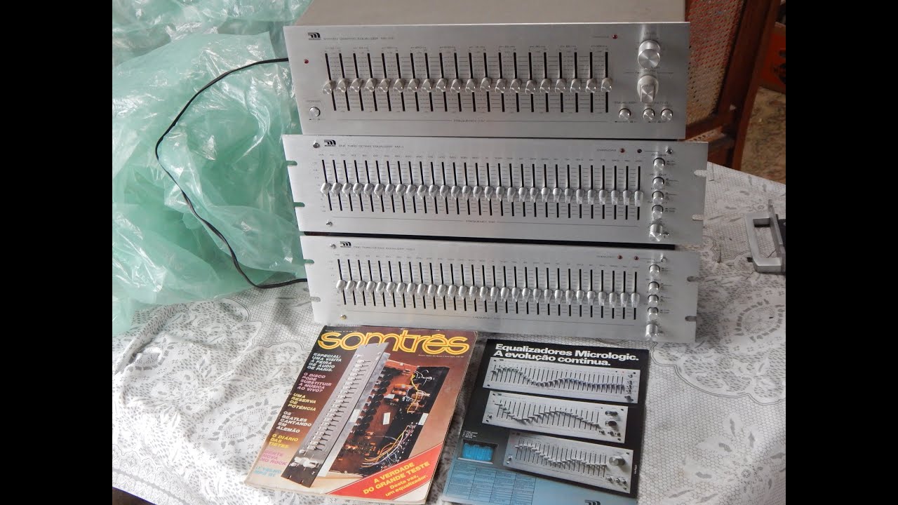 STEREO vs MONO   EQUALIZADOR MICROLOGIC ANOS 80 FEITO NO BRASIL - MZ1 vs ME 22
