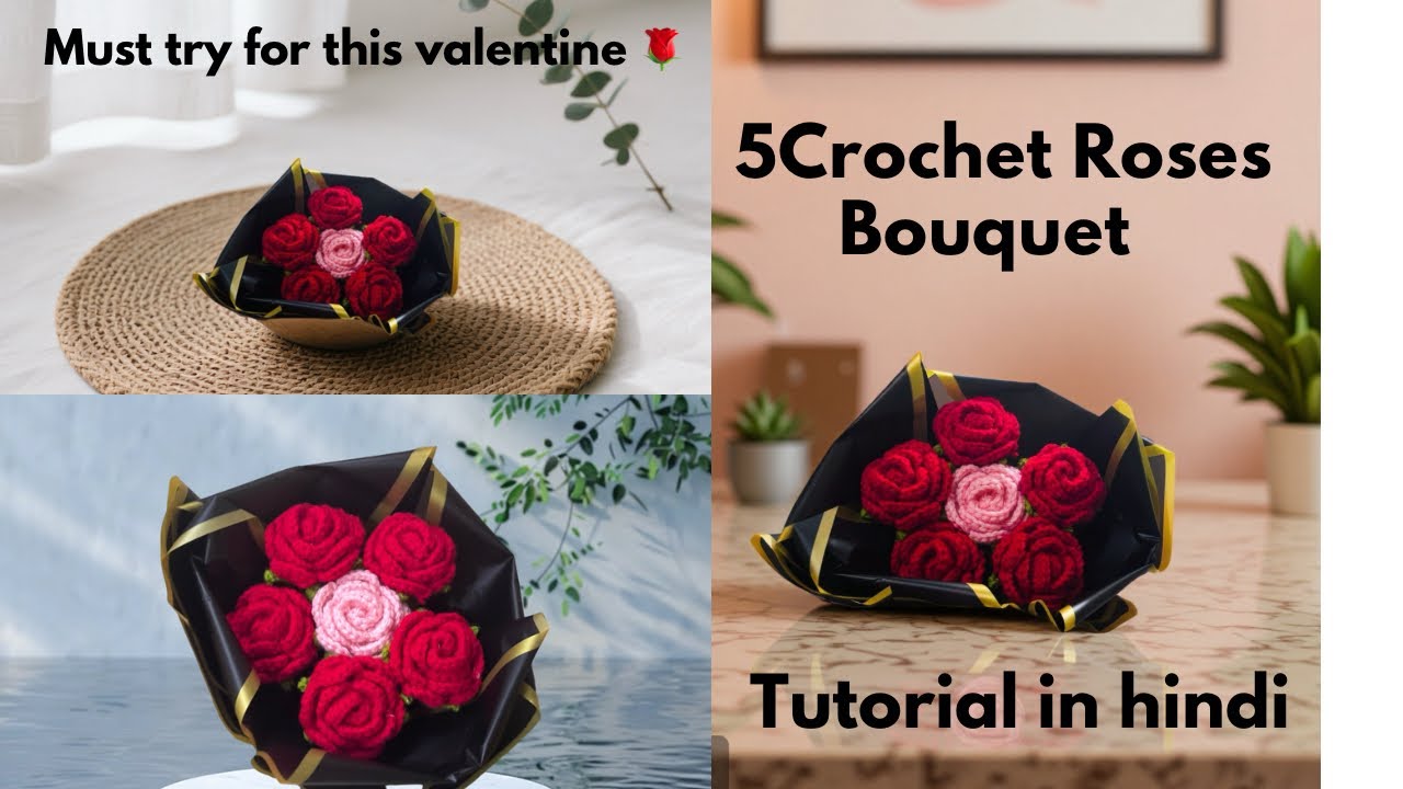 Must try crochet flower bouquet tutorial #crochet#crochetpatterns#bouquet 