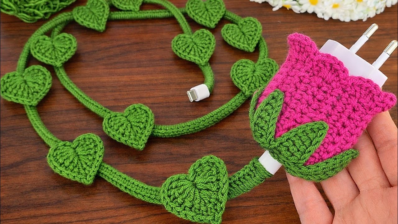 Amazing Crochet Idea 😱 Tulip Adapter Cover + Heart Cable Design
