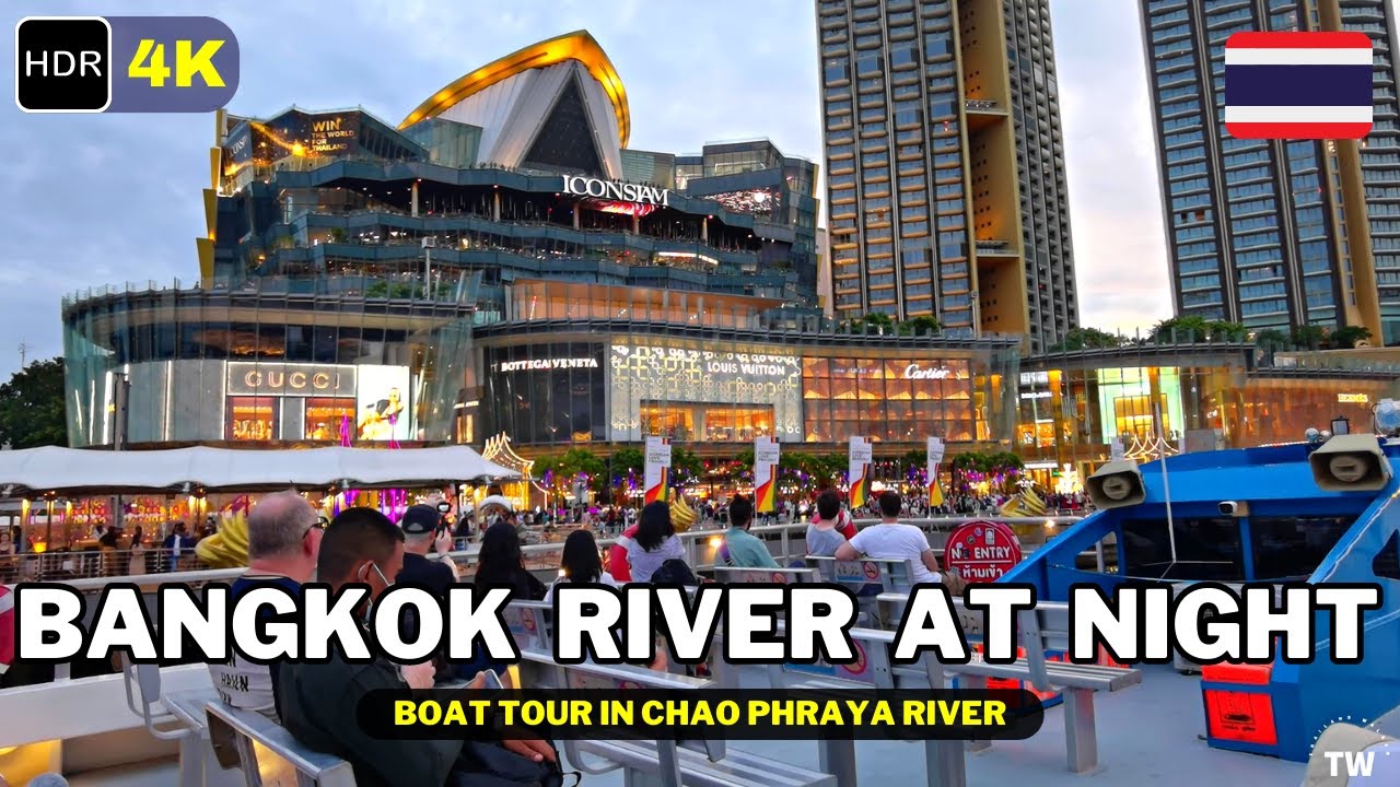 [4K] NIGHT TOUR in Chao Phraya River with the famous HOP on HOP off Boat | Bangkok 2023