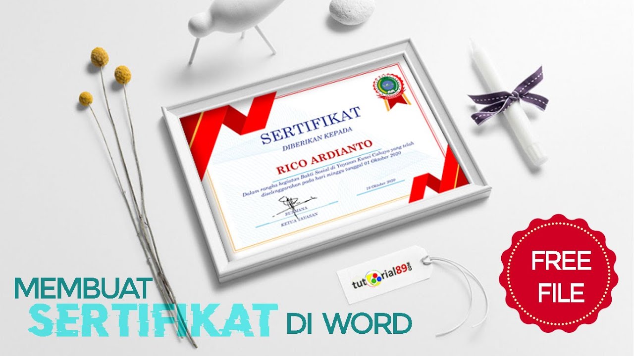 Free file sertifikat | Cara mudah membuat sertifikat dan tanda tangan di word | tutorial89