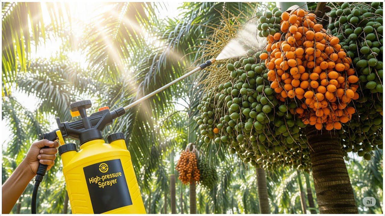 Spraying Arecanut Trees in Minutes with 5L High Pressure Sprayer Pump Machine