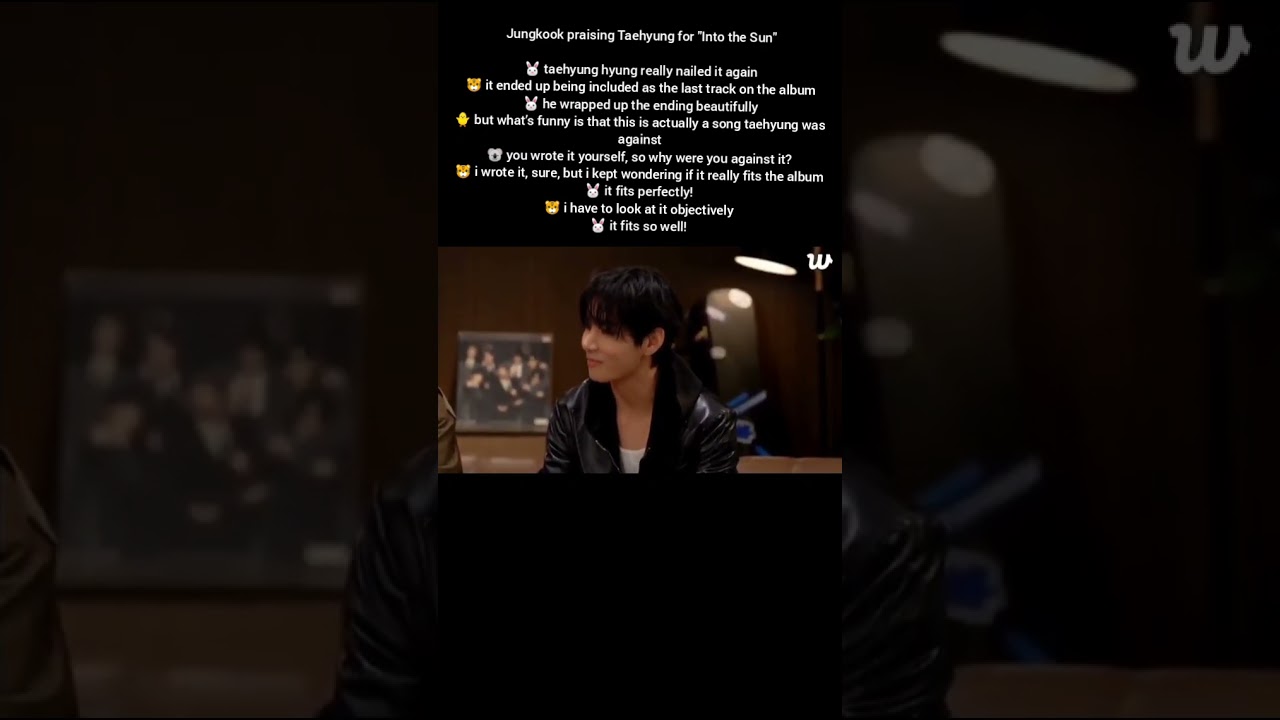 Jungkook praising Taehyung for 