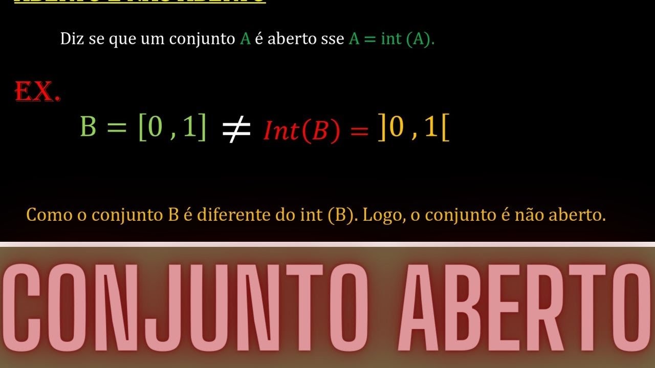 CONJUNTO ABERTO E CONJUNTO N&Atilde;O ABERTO | TOPOLOGIA - EXEMPLO