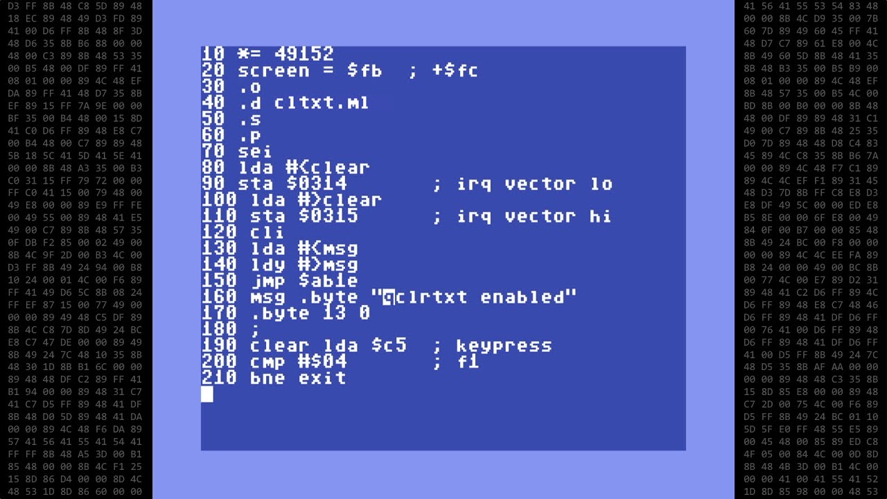 Using C64 LADS Assembler to create IRQ text clear utility
