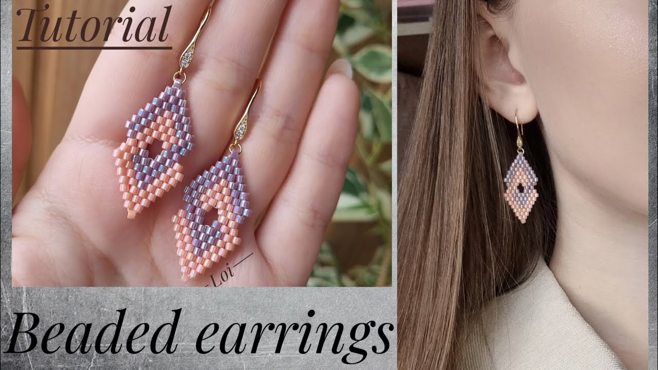 Мастер-класс - Серьги Двойные ромбы из бисера | Tutorial - Double Diamond Beaded Earrings