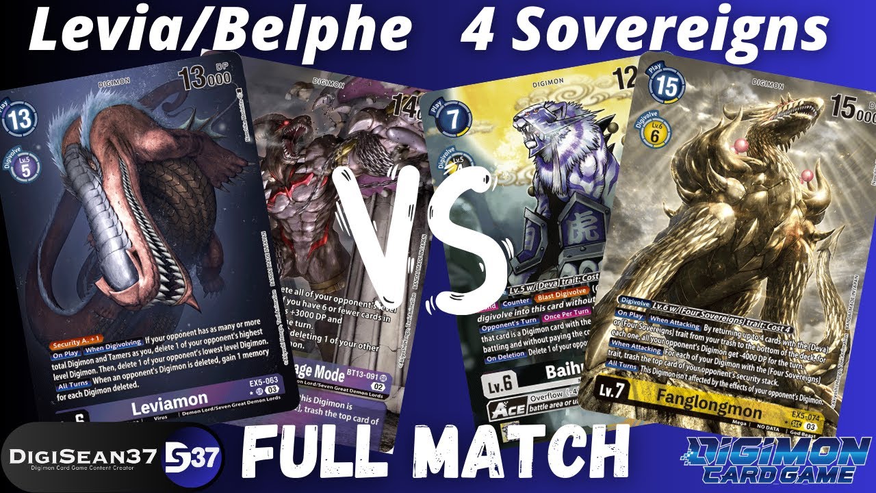 Leviamon/Belphemon VS Four Sovereigns | Digimon Card Game | EX5 Animal Colosseum