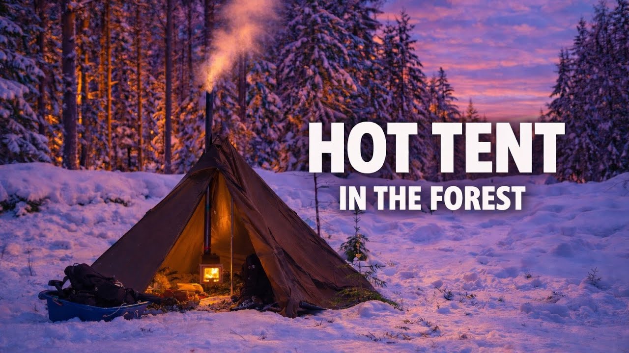 Hot Tent Camping in the Forest. ASMR Cooking & Relax