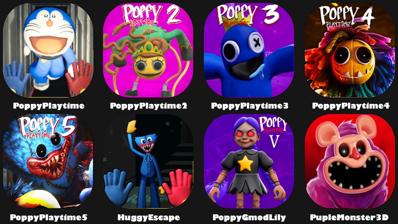 Poppy Playtime Chapter 1 to 5 All New Bosses Lilly Lovebraids,Huggy Escape Playtime,Purple Monster