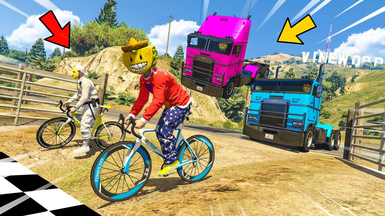 BICIS vs CAMIONES! LOS ENCIERRO!! - GTA V ONLINE